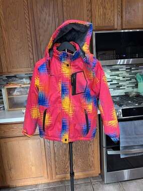 Gemyse Girls Fleece Lined Waterproof Ski Jacket Pink Multi-Color Size L (10/12)